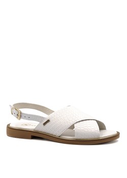 Białe skórzane sandały z szerokimi paskami 67Z ze sklepu NESCIOR w kategorii Sandały damskie - zdjęcie 142091959