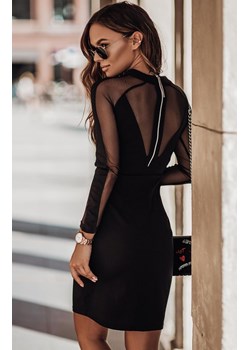 Elegancka sukienka mała czarna z tiulowym rękawem i plecami 209 Jessica, Kolor czarny, Rozmiar 38, Ivon ze sklepu Primodo w kategorii Sukienki - zdjęcie 142099788