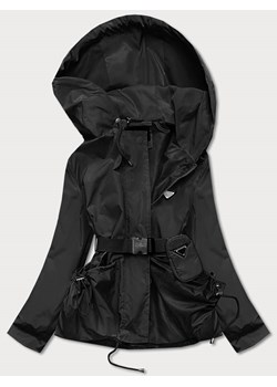 Krótka kurtka damska z paskiem czarna (ag3-03) ze sklepu goodlookin.pl w kategorii Kurtki damskie - zdjęcie 142160135