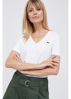 Lacoste t-shirt bawełniany TF8392 kolor biały TF8392-CPM ze sklepu ANSWEAR.com w kategorii Bluzki damskie - zdjęcie 142174989