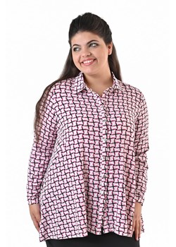 Bluzka FBZ1072 CZARNY beżowo amarantowe romby ze sklepu fokus.pl w kategorii Koszule damskie - zdjęcie 142179045