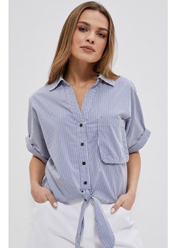 3757 Bawełniana koszula z wiązaniem, Kolor biało-niebieski, Rozmiar M, Moodo ze sklepu Primodo w kategorii Koszule damskie - zdjęcie 142218239