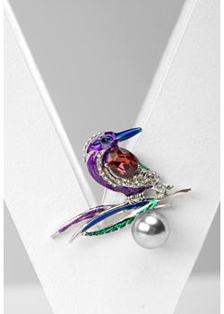 Broszka kolorowy ptak ze szklaną perłą ze sklepu Molton w kategorii Broszki - zdjęcie 142344297