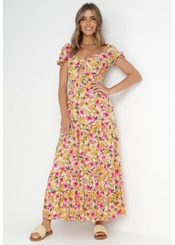 Żółto-Biała Sukienka Andree ze sklepu Born2be Odzież w kategorii Sukienki - zdjęcie 142360488