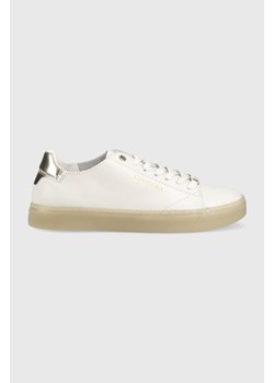 Calvin Klein sneakersy skórzane Cupsole Unlined Lace Up kolor biały ze sklepu ANSWEAR.com w kategorii Trampki damskie - zdjęcie 142418375