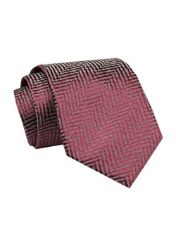 Elegancki, Klasyczny, Męski Krawat -ALTIES-  Czerwony, Wzór w Jodełkę KRALTS0696 ze sklepu JegoSzafa.pl w kategorii Krawaty - zdjęcie 142429026
