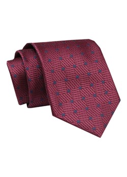 Męski Krawat - ALTIES - Klasyczny - Ciemnoczerwony, Geometryczny Motyw KRALTS0699 ze sklepu JegoSzafa.pl w kategorii Krawaty - zdjęcie 142461857