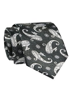 Męski Krawat - ALTIES - Klasyczny - Grafitowo Szary, Paisley KRALTS0708 ze sklepu JegoSzafa.pl w kategorii Krawaty - zdjęcie 142461867