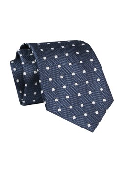 Męski Krawat - ALTIES - Klasyczny - Granat w Białe Grochy KRALTS0701 ze sklepu JegoSzafa.pl w kategorii Krawaty - zdjęcie 142461869