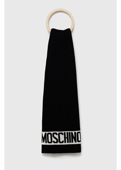 Moschino szalik męski kolor czarny gładki ze sklepu ANSWEAR.com w kategorii Szaliki męskie - zdjęcie 142549397