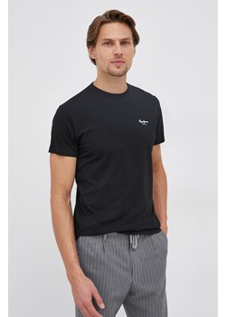 Pepe Jeans T-shirt Basic męski kolor czarny gładki ze sklepu ANSWEAR.com w kategorii T-shirty męskie - zdjęcie 142557429