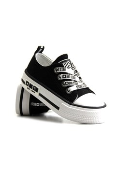 Trampki dziecięce, buty sportowe z ozdobnymi sznurówkami - Big Star KK374049, czarne ze sklepu ulubioneobuwie w kategorii Buciki niemowlęce - zdjęcie 142589705