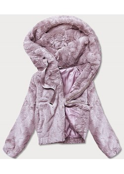 Krótka kurtka damska futro różowa (b8050-81) ze sklepu goodlookin.pl w kategorii Futra damskie - zdjęcie 142627556