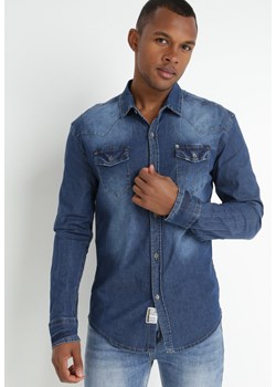 Niebieska Koszula Auxenia ze sklepu Born2be Odzież w kategorii Koszule męskie - zdjęcie 142652316