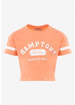 Pomarańczowa Koszulka Astiche ze sklepu Born2be Odzież w kategorii Bluzki dziewczęce - zdjęcie 142689629