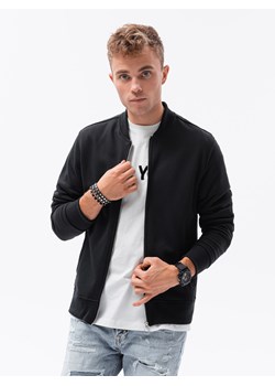 Bluza męska rozpinana bez kaptura B1077 - czarna ze sklepu ombre w kategorii Bluzy męskie - zdjęcie 142717929