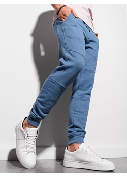 Spodnie męskie dresowe joggery - niebieskie P987 ze sklepu ombre w kategorii Spodnie męskie - zdjęcie 142718059