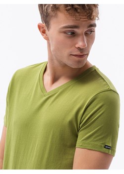 T-shirt męski bawełniany BASIC - oliwkowy V10 S1369 ze sklepu ombre w kategorii T-shirty męskie - zdjęcie 142718179