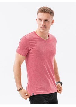 Klasyczna męska koszulka z dekoltem w serek BASIC - czerwony melanż V17 S1369 ze sklepu ombre w kategorii T-shirty męskie - zdjęcie 142718249