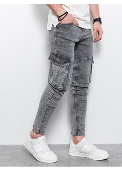 Spodnie męskie jeansowe P1079 - szare ze sklepu ombre w kategorii Jeansy męskie - zdjęcie 142718446