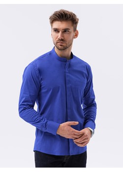 Koszula męska elegancka z długim rękawem BASIC - niebieska K307 ze sklepu ombre w kategorii Koszule męskie - zdjęcie 142718496