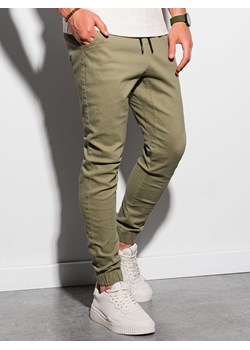 Spodnie męskie joggery P885 - oliwkowe ze sklepu ombre w kategorii Spodnie męskie - zdjęcie 142718546
