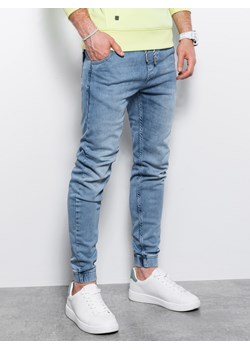 Spodnie męskie jeansowe joggery - jasnoniebieskie P907 ze sklepu ombre w kategorii Jeansy męskie - zdjęcie 142718885