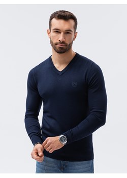 Sweter męski z haftem - granatowy V22 E191 ze sklepu ombre w kategorii Swetry męskie - zdjęcie 142718916
