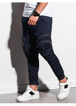 Spodnie męskie joggery - granatowe P996 ze sklepu ombre w kategorii Spodnie męskie - zdjęcie 142719105
