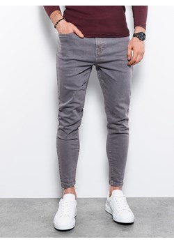 Spodnie męskie jeansowe o kroju SLIM FIT P1058 - grafitowe ze sklepu ombre w kategorii Jeansy męskie - zdjęcie 142720075