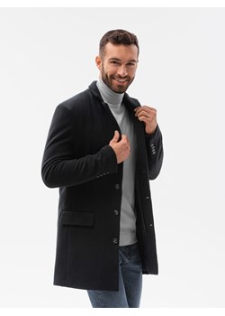 Płaszcz męski klasyczny jednorzędowy - czarny V3 C432 ze sklepu ombre w kategorii Płaszcze męskie - zdjęcie 142720325