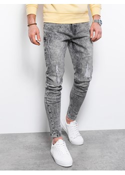 Spodnie męskie jeansowe SLIM FIT - szare V2 P1064 ze sklepu ombre w kategorii Jeansy męskie - zdjęcie 142720736