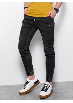 Spodnie męskie jeansowe joggery - czarne V7 P939 ze sklepu ombre w kategorii Jeansy męskie - zdjęcie 142720805