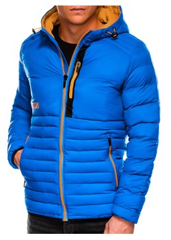 Sportowa kurtka męska pikowana - niebieska V4 C372 ze sklepu ombre w kategorii Kurtki męskie - zdjęcie 142720975