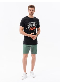 T-shirt męski z nadrukiem - czarny V-22C S1434 ze sklepu ombre w kategorii T-shirty męskie - zdjęcie 142721618