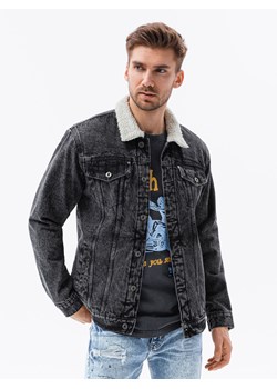 Kurtka męska jeansowa typu sherpa C523 - czarna ze sklepu ombre w kategorii Kurtki męskie - zdjęcie 142721687