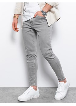 Spodnie męskie jeansowe o kroju SLIM FIT - szare V1 P1058 ze sklepu ombre w kategorii Jeansy męskie - zdjęcie 142721746
