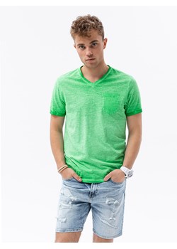 T-shirt męski z kieszonką - zielony melanż V2 S1388 ze sklepu ombre w kategorii T-shirty męskie - zdjęcie 142721907