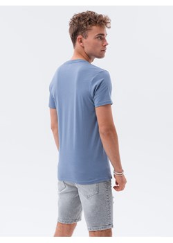 T-shirt męski bawełniany BASIC - niebieski V3 S1369 ze sklepu ombre w kategorii T-shirty męskie - zdjęcie 142722158