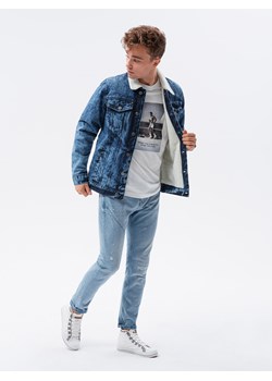 Kurtka męska jeansowa typu sherpa C523 - indygo ze sklepu ombre w kategorii Kurtki męskie - zdjęcie 142722238