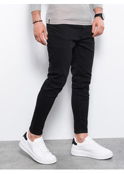 Spodnie męskie jeansowe o kroju SLIM FIT - czarne V11 P1058 ze sklepu ombre w kategorii Jeansy męskie - zdjęcie 142723346