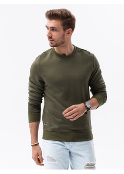 Bluza męska bez kaptura BASIC - oliwkowa V12 B978 ze sklepu ombre w kategorii Bluzy męskie - zdjęcie 142723516