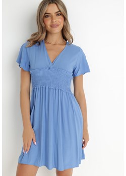 Niebieska Sukienka z Wiskozy Gulpari ze sklepu Born2be Odzież w kategorii Sukienki - zdjęcie 142759845