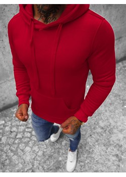 Bluza męska z kapturem ciemno-czerwona OZONEE JS/2009Z ze sklepu ozonee.pl w kategorii Bluzy męskie - zdjęcie 142801618