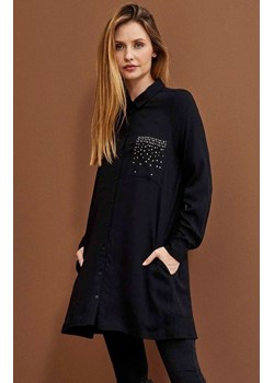 Koszula z ozdobnymi dżetami 3908, Kolor czarny, Rozmiar S, Moodo ze sklepu Primodo w kategorii Koszule damskie - zdjęcie 142859915