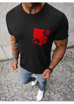 T-shirt męski czarno-czerwony OZONEE JS/8T85/5 ze sklepu ozonee.pl w kategorii T-shirty męskie - zdjęcie 142885559
