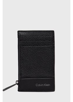 Calvin Klein etui na karty skórzane męski kolor czarny ze sklepu ANSWEAR.com w kategorii Portfele męskie - zdjęcie 142989059