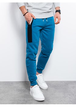 Spodnie męskie dresowe joggery P903 - niebieskie ze sklepu ombre w kategorii Spodnie męskie - zdjęcie 143074058