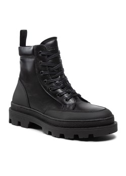 Trapery Les Deux - Tanner Mid-Top Leather Sneaker LDM820022 Black 100100 ze sklepu eobuwie.pl w kategorii Buty zimowe męskie - zdjęcie 143109375
