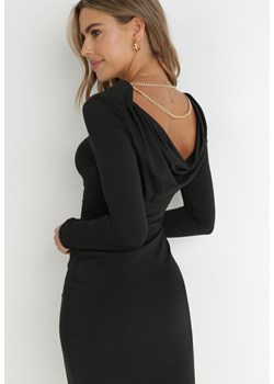 Czarna Sukienka z Dekoltem na Plecach Dopasowana Maha ze sklepu Born2be Odzież w kategorii Sukienki - zdjęcie 143242975